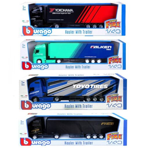 1:43 Street Fire Haulers with Trailer, Asst