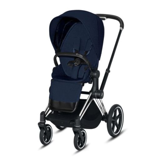 Priam Chrome Black+Lux Seat Midnight Blue Plus