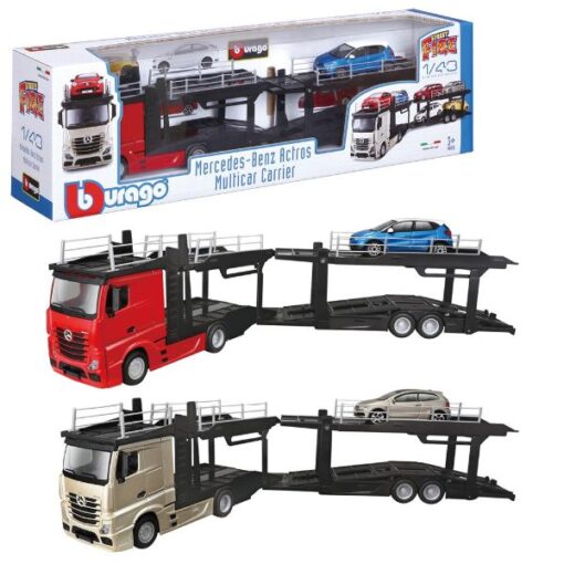Bburago Street Fire Mercedes-Benz Actros Multicar Carrier, incl. 1 car 1:43
